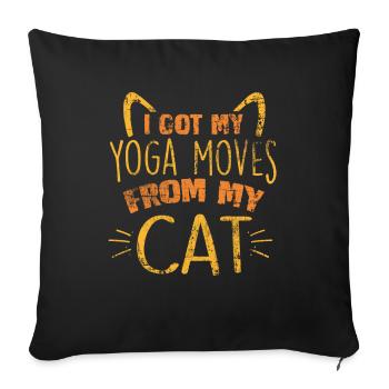 Chat de yoga - Housse de coussin décorative 45 x 45 cm - noir - Devant