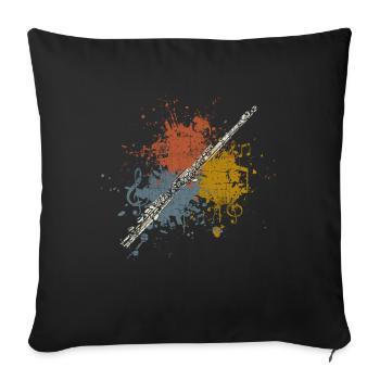 Flûte transversale retro - Housse de coussin décorative 45 x 45 cm - noir - Devant