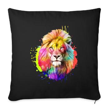 Lion roi aquarelle cadeau aquarelle - Housse de coussin décorative 45 x 45 cm - noir - Devant