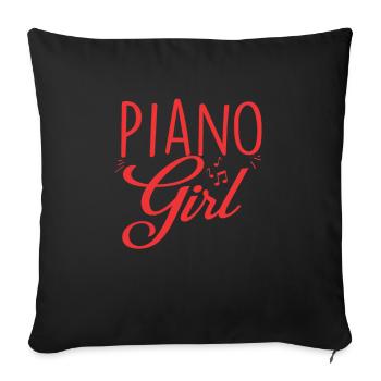 Fille de piano - Housse de coussin décorative 45 x 45 cm - noir - Devant