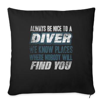 Diver - Sofa pillowcase 17,3'' x 17,3'' (45 x 45 cm) - black - Front