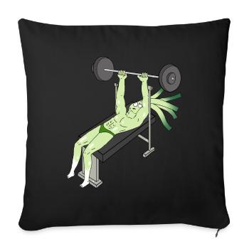 Cadeau Poireau Fitness Gym Bench Press - Housse de coussin décorative 45 x 45 cm - noir - Devant