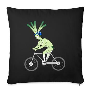 Funny bicycle cyclist leeks gift - Sofa pillowcase 17,3'' x 17,3'' (45 x 45 cm) - black - Front