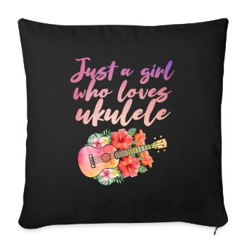 Uke Guitar Gift I Guitariste Ukulele Hawaï - Housse de coussin décorative 45 x 45 cm - noir - Devant