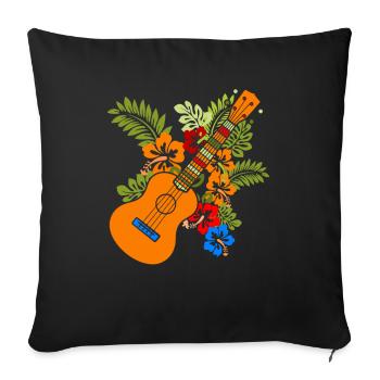 Uke Guitar Gift I Guitariste Ukulele Hawaï - Housse de coussin décorative 45 x 45 cm - noir - Devant
