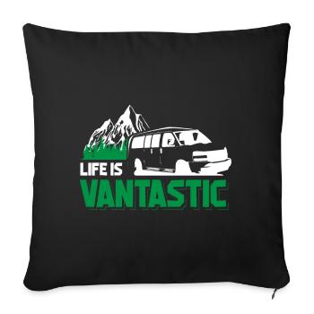 Caravane camping car cadeau je camping caravane - Housse de coussin décorative 45 x 45 cm - noir - Devant
