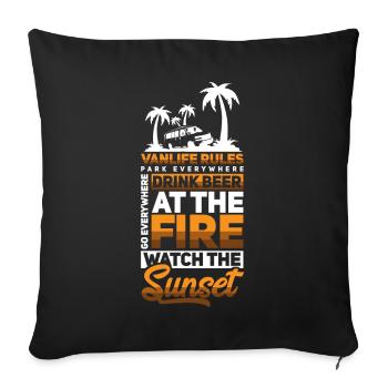 Caravane camping car cadeau je camping caravane - Housse de coussin décorative 45 x 45 cm - noir - Devant