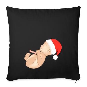 Weihnachten Schwanger Schwangerschaft Babybauch - Sofakissenbezug 45 x 45 cm - Schwarz - Vorne