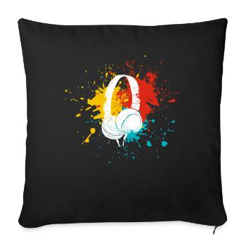 Écouteurs musique - Housse de coussin décorative 45 x 45 cm - noir - Devant