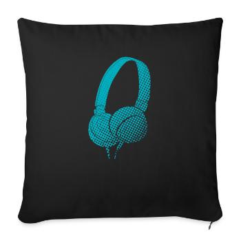 Écouteurs de musique - Housse de coussin décorative 45 x 45 cm - noir - Devant
