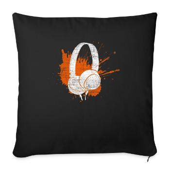 Écouteurs musique - Housse de coussin décorative 45 x 45 cm - noir - Devant
