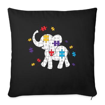 Autism Puzzle Elephant Autist Elephant Autist - Sofa pillowcase 17,3'' x 17,3'' (45 x 45 cm) - black - Front