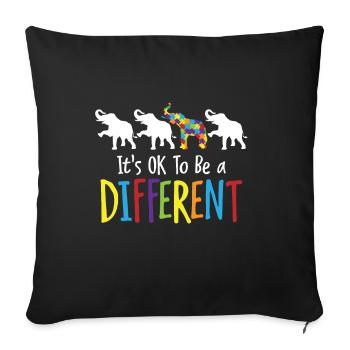 It s ok to be different - Elefant Autism Autist - Sofa pillowcase 17,3'' x 17,3'' (45 x 45 cm) - black - Front