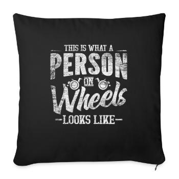 Utilisateur de fauteuil roulant - Housse de coussin décorative 45 x 45 cm - noir - Devant