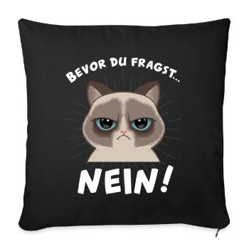 mürrische Katze - Sofakissenbezug 45 x 45 cm - Schwarz - Vorne