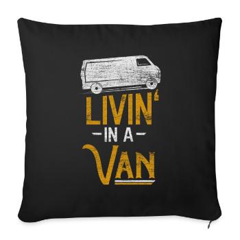 Camper van - Sofa pillowcase 17,3'' x 17,3'' (45 x 45 cm) - black - Front