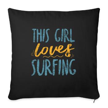 Fille de surfeur Surfergirl - Housse de coussin décorative 45 x 45 cm - noir - Devant
