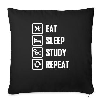 Eat Sleep Study Engineer - Sofakissenbezug 45 x 45 cm - Schwarz - Vorne