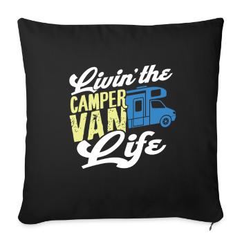 Camper van - Sofa pillowcase 17,3'' x 17,3'' (45 x 45 cm) - black - Front