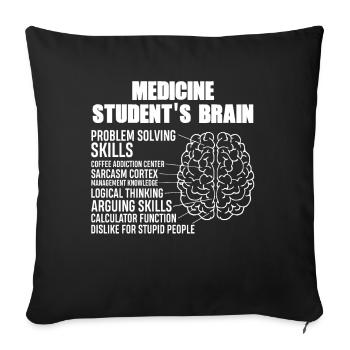 Cerveau d'étudiant en médecine - Housse de coussin décorative 45 x 45 cm - noir - Devant