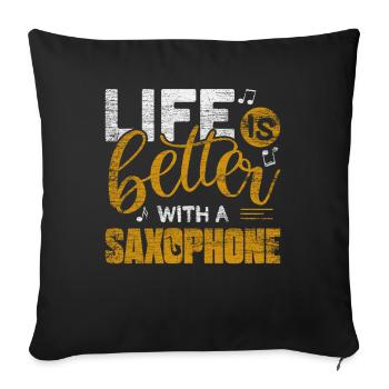 saxophone - Sofa pillowcase 17,3'' x 17,3'' (45 x 45 cm) - black - Front