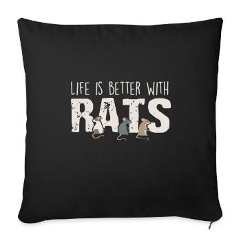rats - Housse de coussin décorative 45 x 45 cm - noir - Devant
