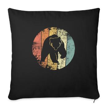 Ours rétro - Housse de coussin décorative 45 x 45 cm - noir - Devant