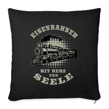 Eisenbahn Modellbahn Eisenbahner Zugführer - Sofakissenbezug 45 x 45 cm - Schwarz - Vorne