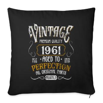 Birthday born in 1961 - Sofa pillowcase 17,3'' x 17,3'' (45 x 45 cm) - black - Front