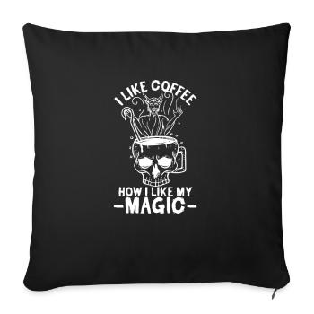 J'aime mon café comme j'aime mon t-shirt magique occulte - Housse de coussin décorative 45 x 45 cm - noir - Devant