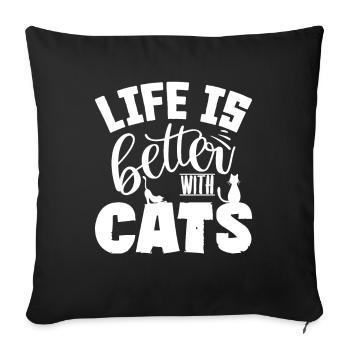 cats - Sofa pillowcase 17,3'' x 17,3'' (45 x 45 cm) - black - Front