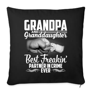 Grand-père et petite-fille, meilleur partenaire freaking de - Housse de coussin décorative 45 x 45 cm - noir - Devant