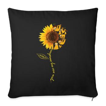 Vous êtes mon amant de paresseux de tournesol de soleil - Housse de coussin décorative 45 x 45 cm - noir - Devant