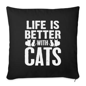 cat - Sofa pillowcase 17,3'' x 17,3'' (45 x 45 cm) - black - Front