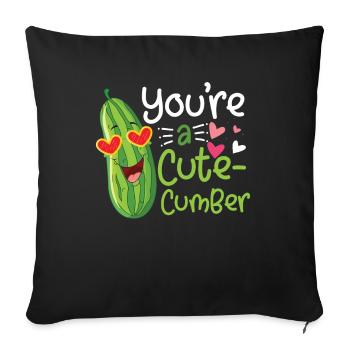 Un mignon valentine cumber disant concombre - Housse de coussin décorative 45 x 45 cm - noir - Devant