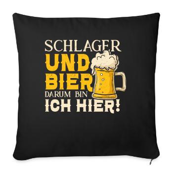 Schlager Schlagerparty Schlagermusik Bier Party - Sofakissenbezug 45 x 45 cm - Schwarz - Vorne