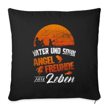Fishing father and son - Sofa pillowcase 17,3'' x 17,3'' (45 x 45 cm) - black - Front