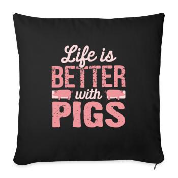 porc - Housse de coussin décorative 45 x 45 cm - noir - Devant