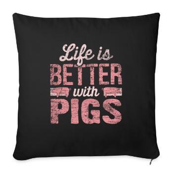 porc - Housse de coussin décorative 45 x 45 cm - noir - Devant