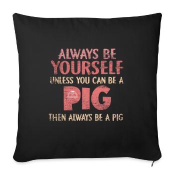 Porc - Housse de coussin décorative 45 x 45 cm - noir - Devant
