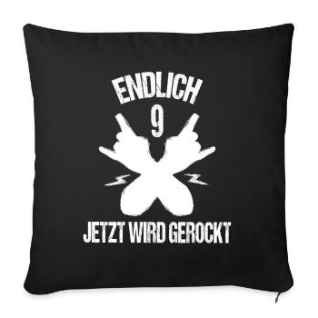 9.Geburtstag Geburtstagsshirt Rock Metal 9 Jahre - Sofakissenbezug 45 x 45 cm - Schwarz - Vorne