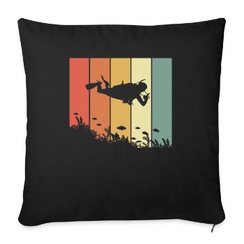 Retro diver diving hobby diver professional diver - Sofa pillowcase 17,3'' x 17,3'' (45 x 45 cm) - black - Front
