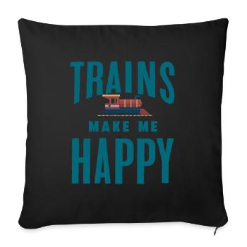 Trains - Sofa pillowcase 17,3'' x 17,3'' (45 x 45 cm) - black - Front