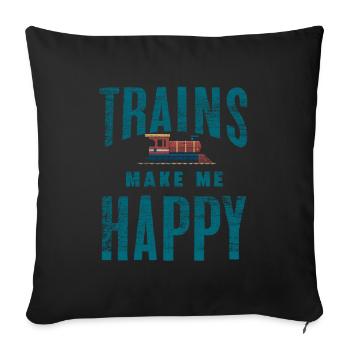 Trains de chemin de fer - Housse de coussin décorative 45 x 45 cm - noir - Devant