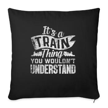 Trains de chemin de fer - Housse de coussin décorative 45 x 45 cm - noir - Devant