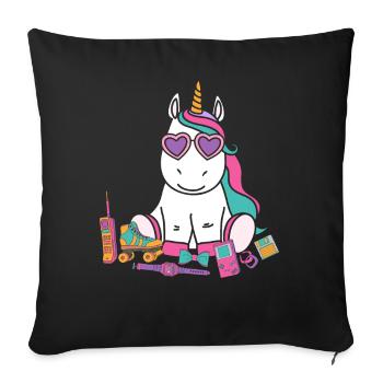 90 s 80 s costume de tenue de fête licorne - Housse de coussin décorative 45 x 45 cm - noir - Devant