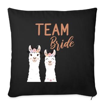 Team Bride Bride Alpaga Llama JGA Bachelorette - Housse de coussin décorative 45 x 45 cm - noir - Devant