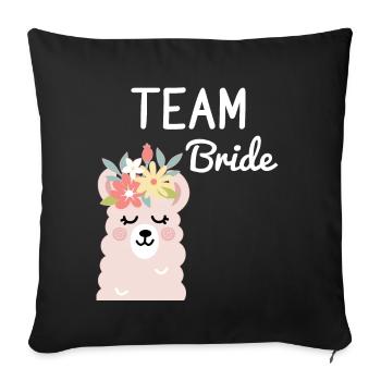 Team Bride Bride Alpaca Lama Alpaka JGA Party - Housse de coussin décorative 45 x 45 cm - noir - Devant