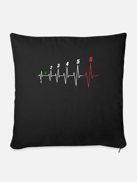 Battement de coeur de motards - Housse de coussin décorative 45 x 45 cm - noir