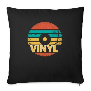 Retro vinyl record gift I record collector - Sofa pillowcase 17,3'' x 17,3'' (45 x 45 cm) - black - Front